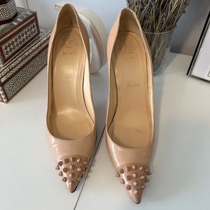 Louboutin Naked Leather Studded Accents Pumps